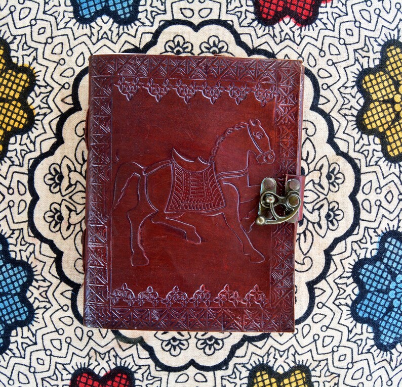 Handmade Horse Emboss Leather Journal With Clasp Personal Etsy