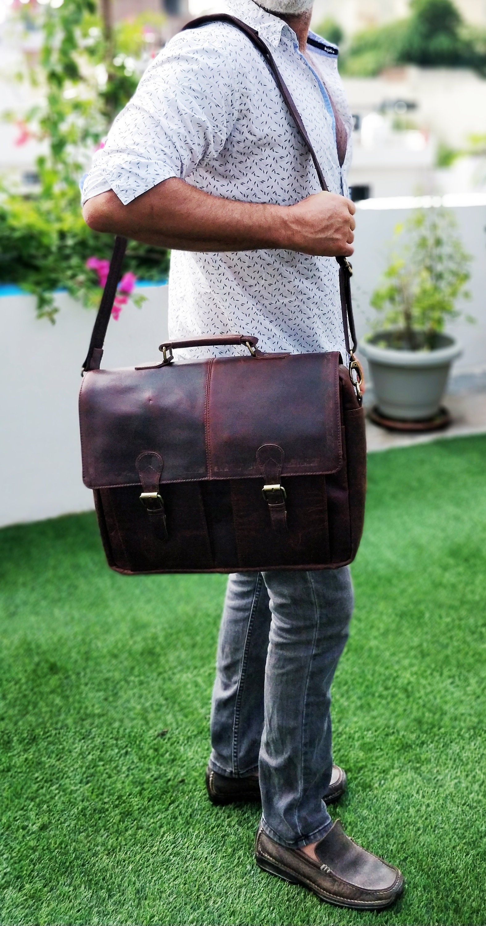 Personalized Genuine Leather Messenger Bag Laptop Bag Shoulder - Etsy UK