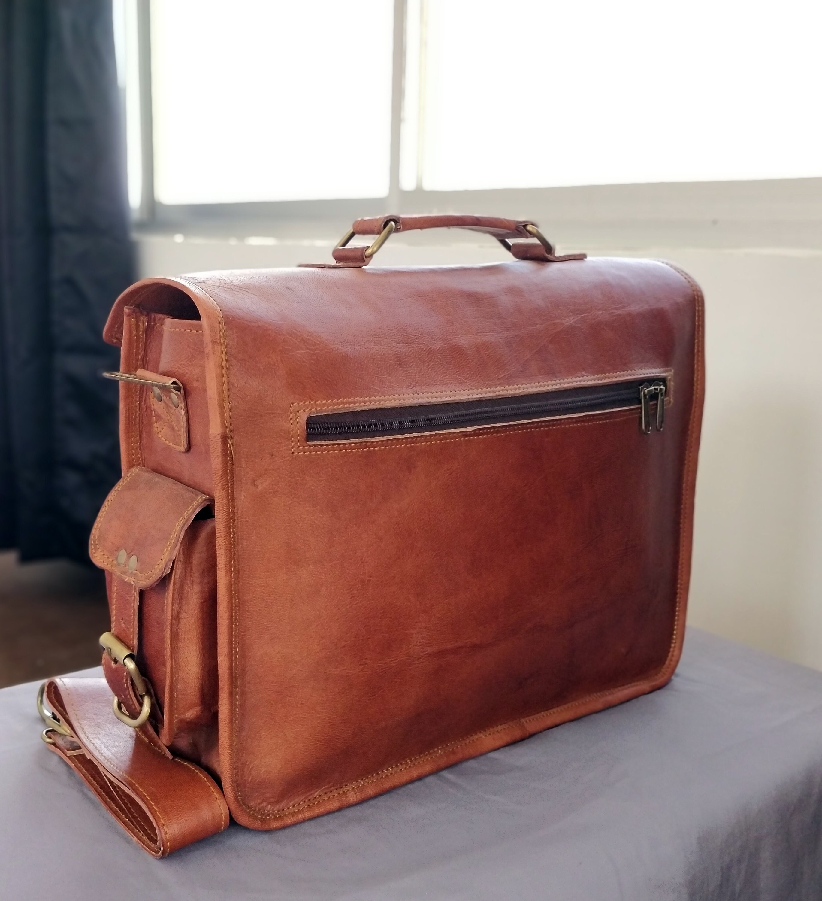 Personalized Genuine Leather Messenger Bag Laptop Bag Shoulder Etsy