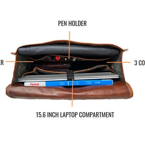 Personalized Genuine leather messenger bag laptop bag shoulder bag for men and women office bag briefcase bag image 7