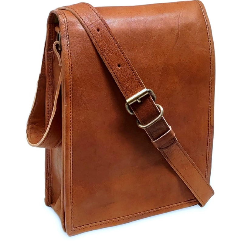 Handmade Personalized Genuine leather Satchel bag for iPad bag shoulder bag for Men & Women gift for men office bag work rustic bag Satchel image 2