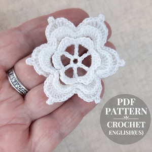 Crochet small flower Pattern crochet flower applique for Irish lace