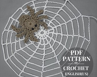 Halloween spider and spider web crochet pattern Detailed step-by-step pattern PDF for beginners