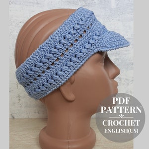 Headband crochet pattern with visor. Summer headband cotton crochet patterns. Easy crochet pattern pdf Digital Download.