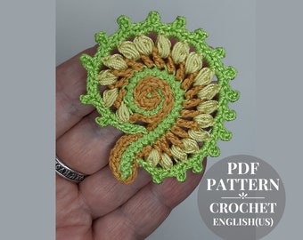 Сrochet pattern motif for Irish lace. Сrochet applique PDF Crochet tutorial. Crochet swirl spiral instruction pdf.