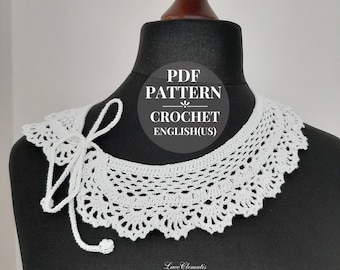 Crochet detachable vintage collar pattern PDF. Lace removable adjustable crochet collar DIY.