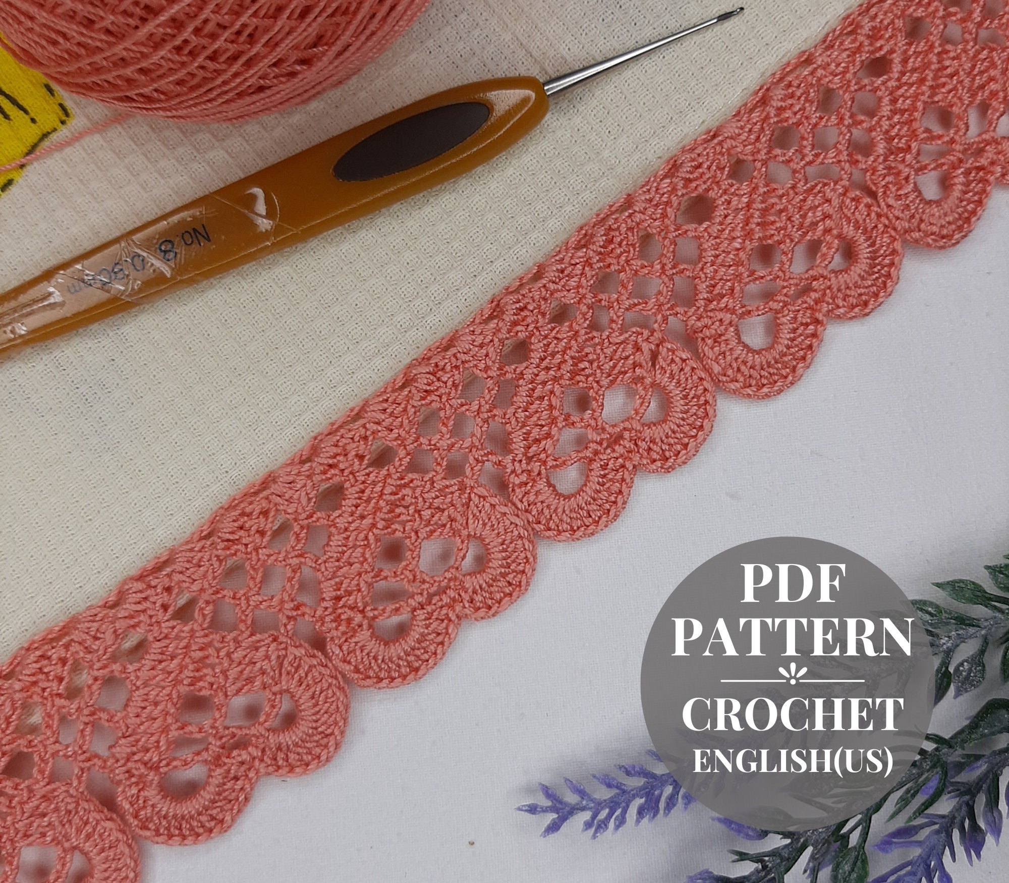 Crochet edging pattern Border hearts crochet for decor