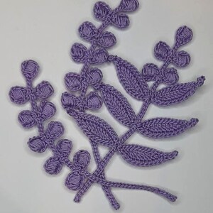 Crochet branch pattern. Crochet twig tutorial. Flower applique pattern. Instructions crochet vine with leaves PDF.