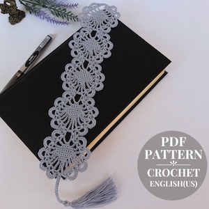 Bookmark crochet pattern. Gift handmade for book lovers. Crochet ribbon pattern PDF. Crochet lace pattern. Bookmarks crochet tutorial.