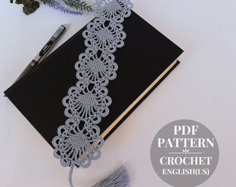 Bookmark crochet pattern. Gift handmade for book lovers. Crochet ribbon pattern PDF. Crochet lace pattern. Bookmarks crochet tutorial.