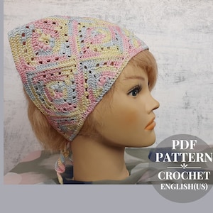 Kerchief crochet pattern Bandana crochet pattern Granny square crochet pattern PDF
