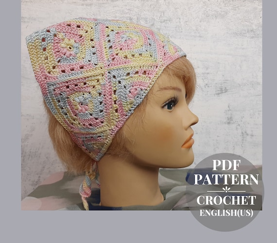 Kerchief crochet pattern Bandana crochet pattern Granny square crochet pattern PDF