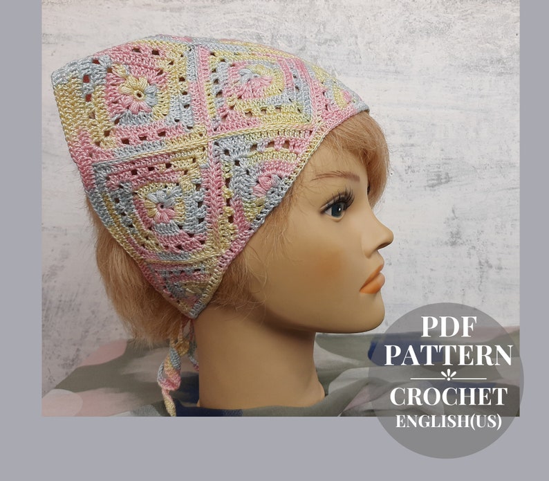 Kerchief crochet pattern Bandana crochet pattern Granny square crochet pattern PDF