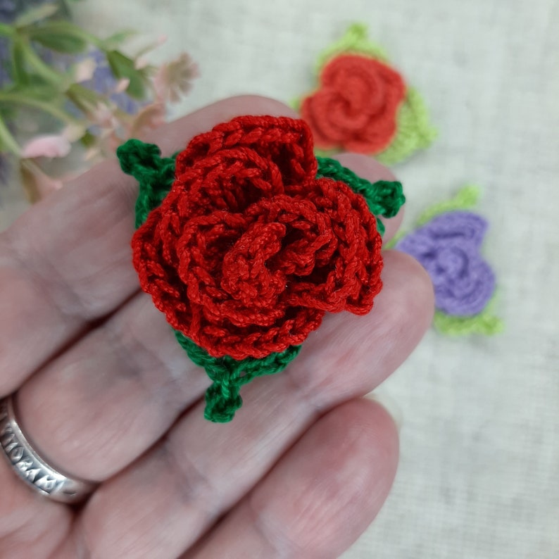 Individual Roses Crochet Crochet Pattern Pdf Small Rose Little Flower Crochet Pattern for ...