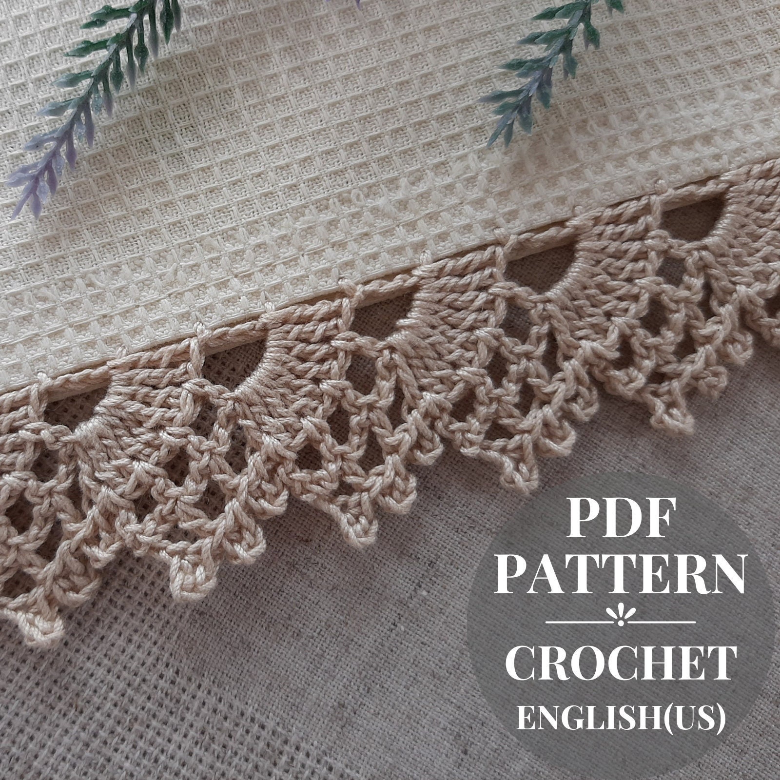 Crochet Edging Pattern, Crochet Border Pattern Beginner. Crochet Openwork  Trim for Fabric Decor. Detailed Tutorial Pdf. 