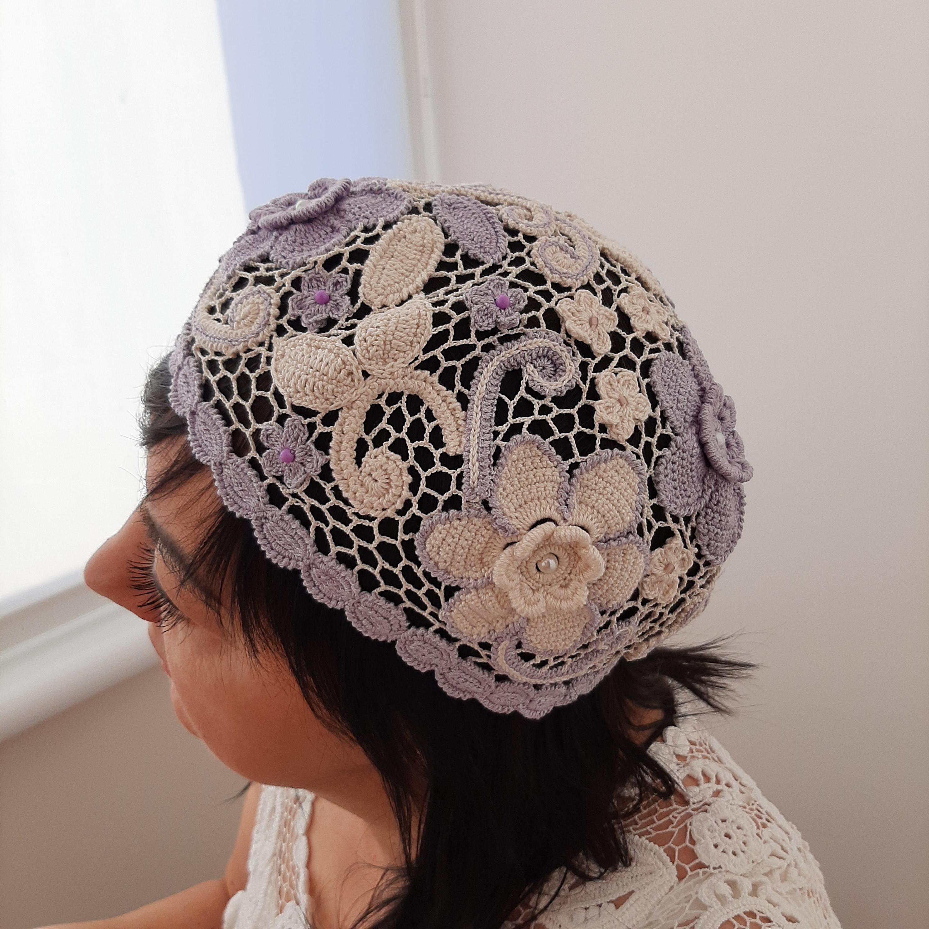 7321 Lace Beret Hat For Women, Elegant Flower French Beanie Hat Summer Women Hollow Floral Lace Beret Cap French Style Artist  main image 2