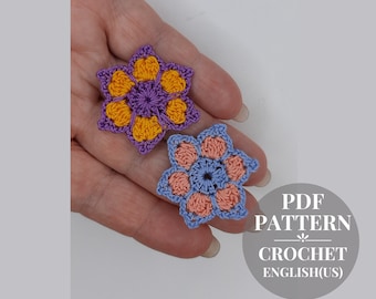 Patrón de margarita de crochet: aplique de flor pequeña DIY (patrón PDF)