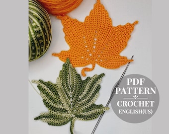 Maple leaf crochet pattern. Maple leaves ornaments. Crochet leaves for Irish lace.