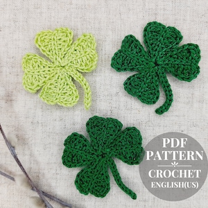 Shamrock crochet pattern Lucky clover applique crochet pattern St. Patrick&#39;s Day