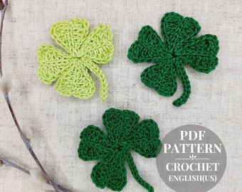 Shamrock crochet pattern Lucky clover applique crochet pattern St. Patrick's Day