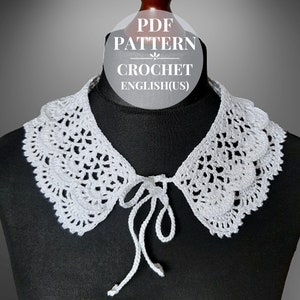 Crochet collar pattern for women. Pattern crochet lace detachable collar. Crochet collar DIY as a gift for Mother&#39;s Day.