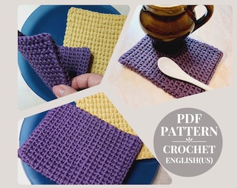 Crochet pattern pdf dishcloth yarn Easy washcloth crochet pattern Dishwashing crochet pattern Kitchen towel crochet