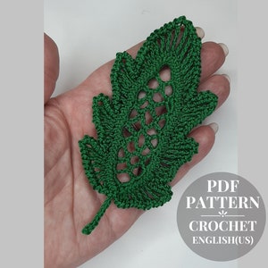 Crochet leaf pattern. Leaves crochet for Irish lace instruction PDF. Crochet classic leaf tutorial. Crochet foliage applique.