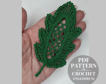 Crochet leaf pattern. Leaves crochet for Irish lace instruction PDF. Crochet classic leaf tutorial. Crochet foliage applique.