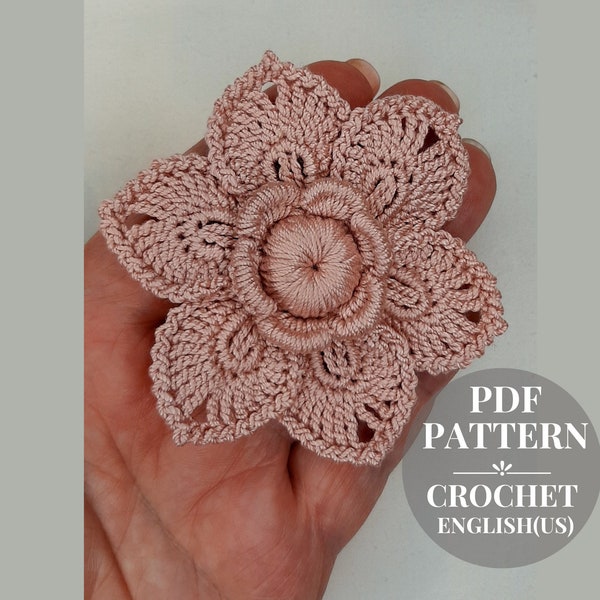 Crochet flower pattern. Blossom applique. Lace flowers pattern. Crochet flowers tutorial. Motifs floral for Irish lace.