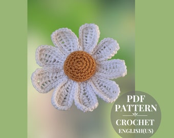 Crochet daisy pattern. White daisy flower tutorial crochet.