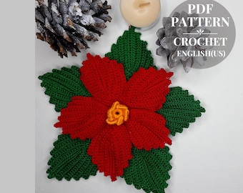 Crochet Christmas poinsettia pattern Christmas star flower pattern PDF