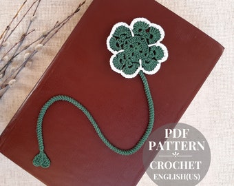 Bookmark crochet pattern Granny square crochet for book lovers gifts Shamrock crochet pattern Lucky clover St. Patrick Day