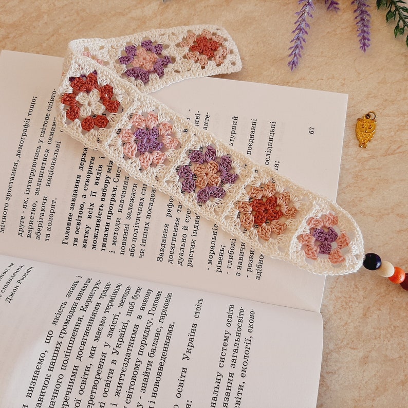 Colorful crochet bookmark.