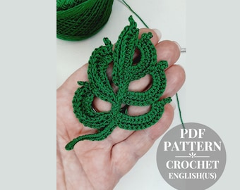 Crochet classic leaf pattern Applique from leaves for irish lace Floral embellishment crochet tutorial