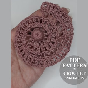 Seashell crochet pattern. Irish Lace crochet motif seashell. Crochet seashell applique pattern.