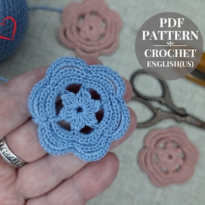 Crochet flower pattern applique Crochet flowers tutorial DIY Motifs floral for Irish lace