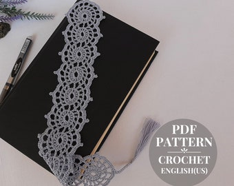 Bookmark crochet pattern Gift for book lovers Crochet ribbon pattern PDF Crochet lace pattern