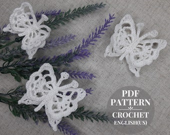 Butterfly crochet patterns Lace butterfly applique crochet pattern pdf