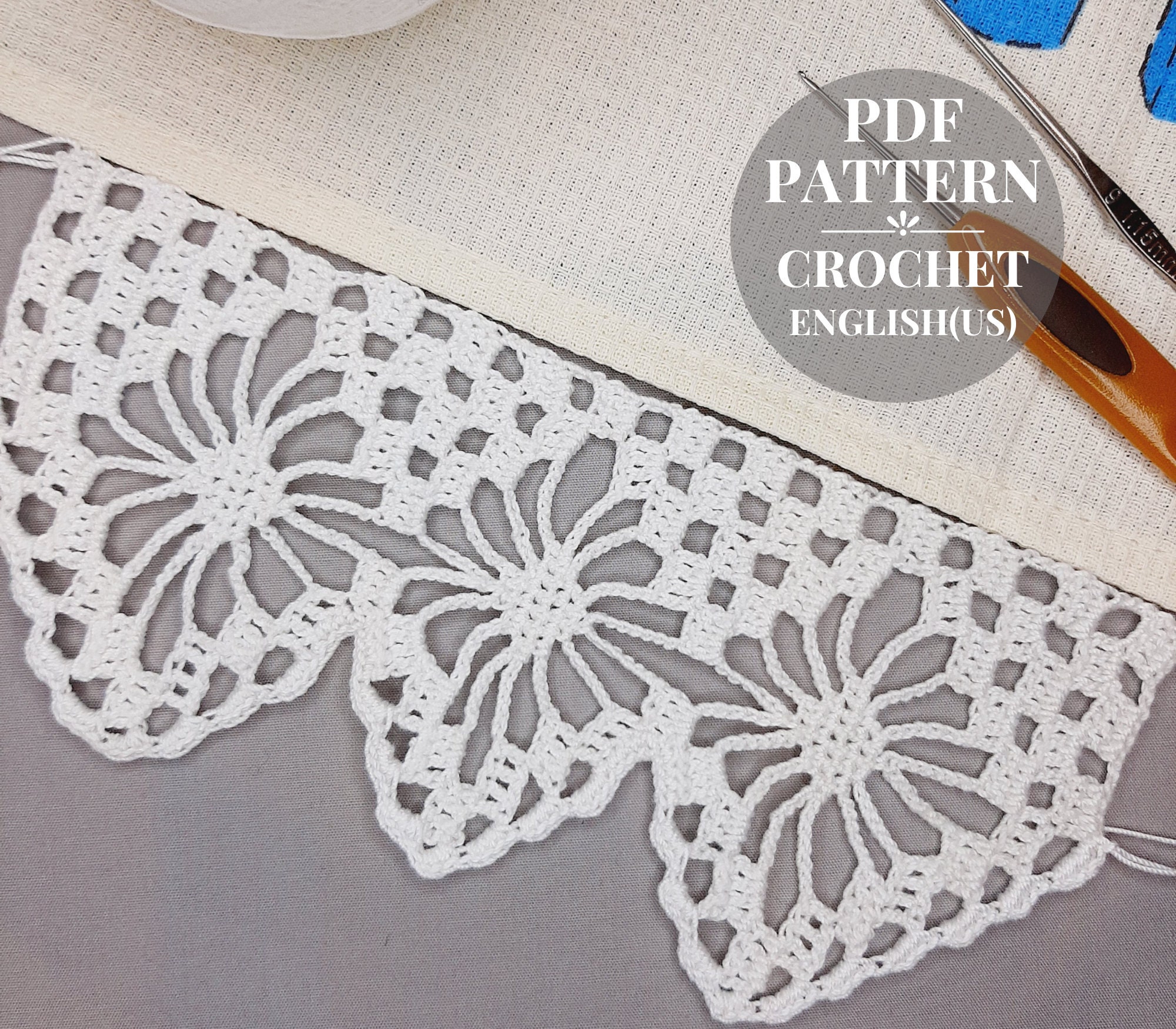Border crochet for decor tablecloths Trim kitchen towels