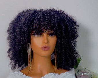 Afro curly fringe hair wig