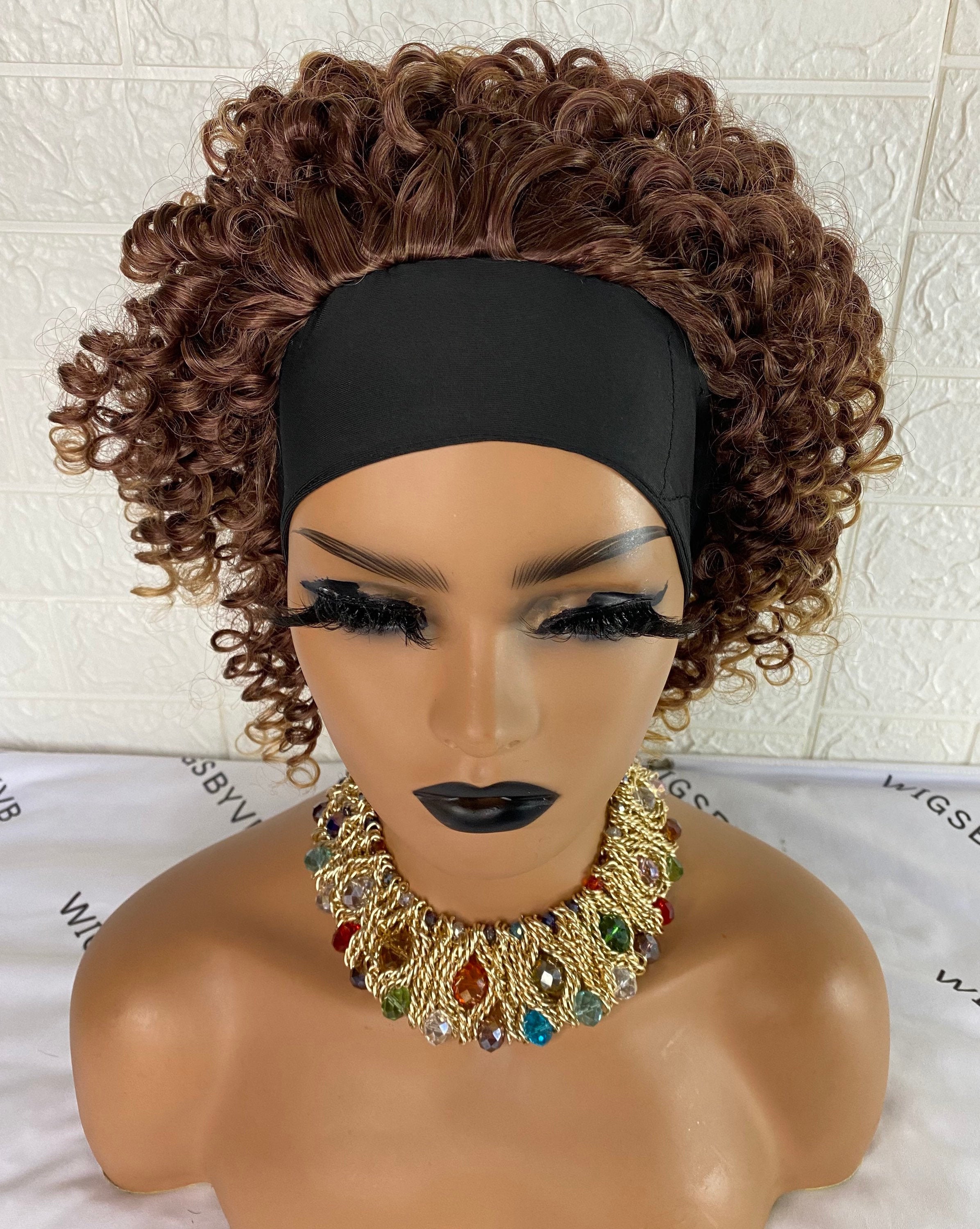 12inches Curly Headband Wig Heat Resistant Wig 3/4 Half Wig/ Etsy
