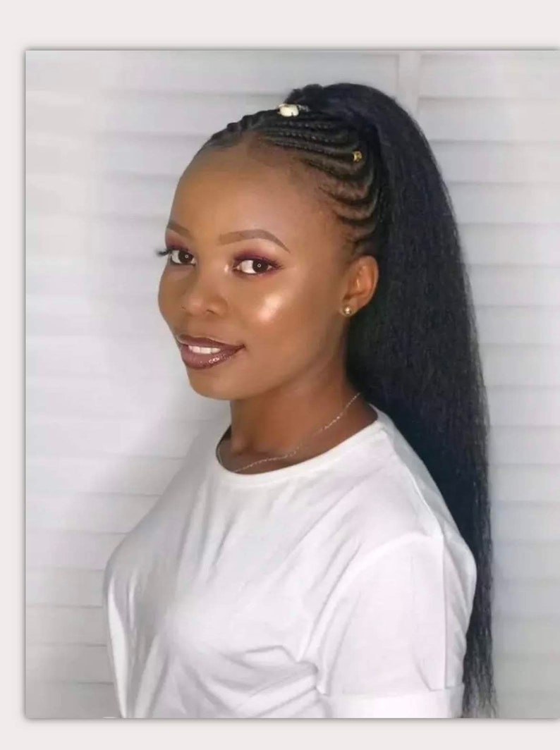 Clip in Hair Yaki Straight Drawstring Ponytail Synthetic Etsy