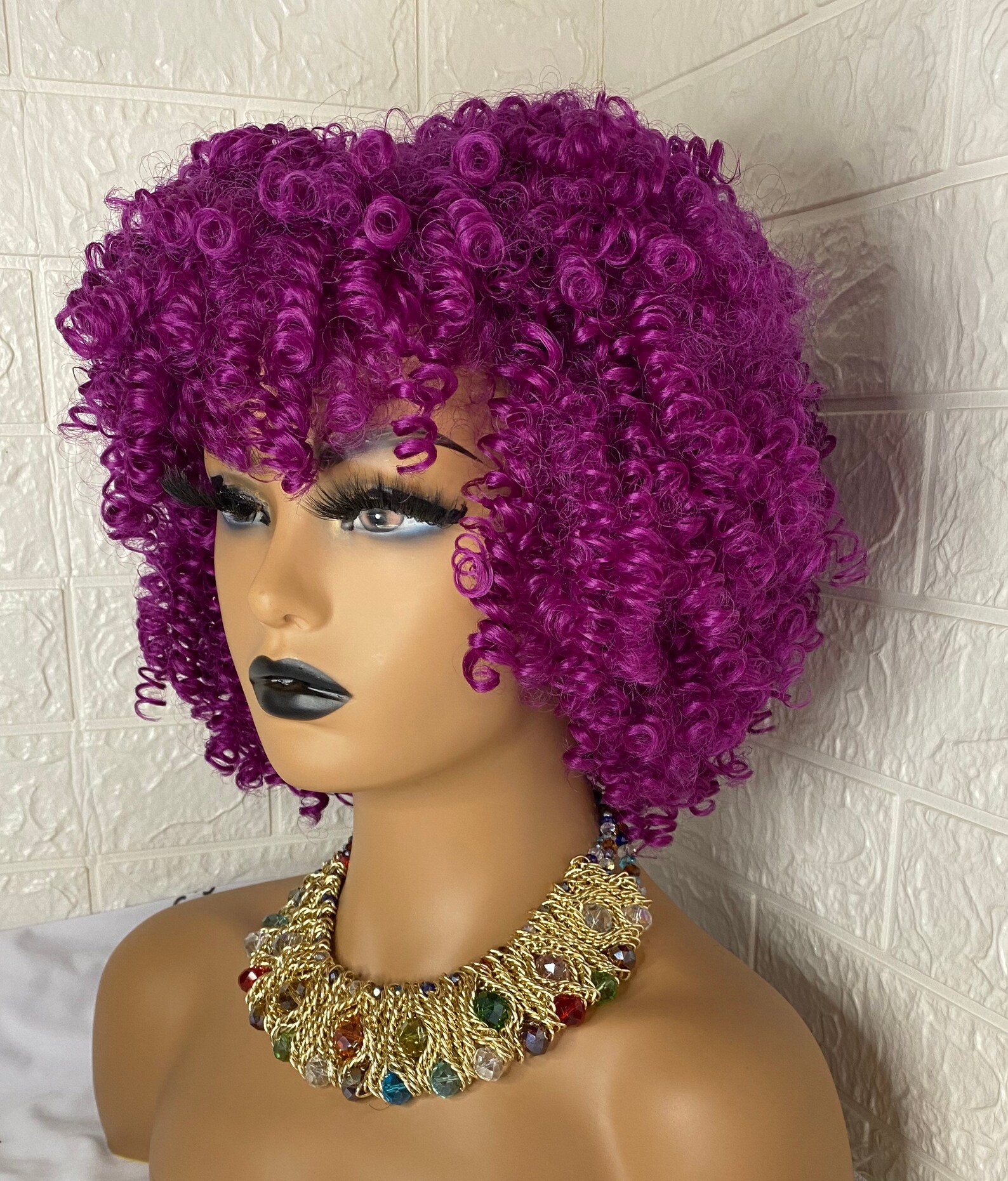 Kinky Curly Wig Jerry Curl Wig Afro Curly Wig Curly Hair Etsy