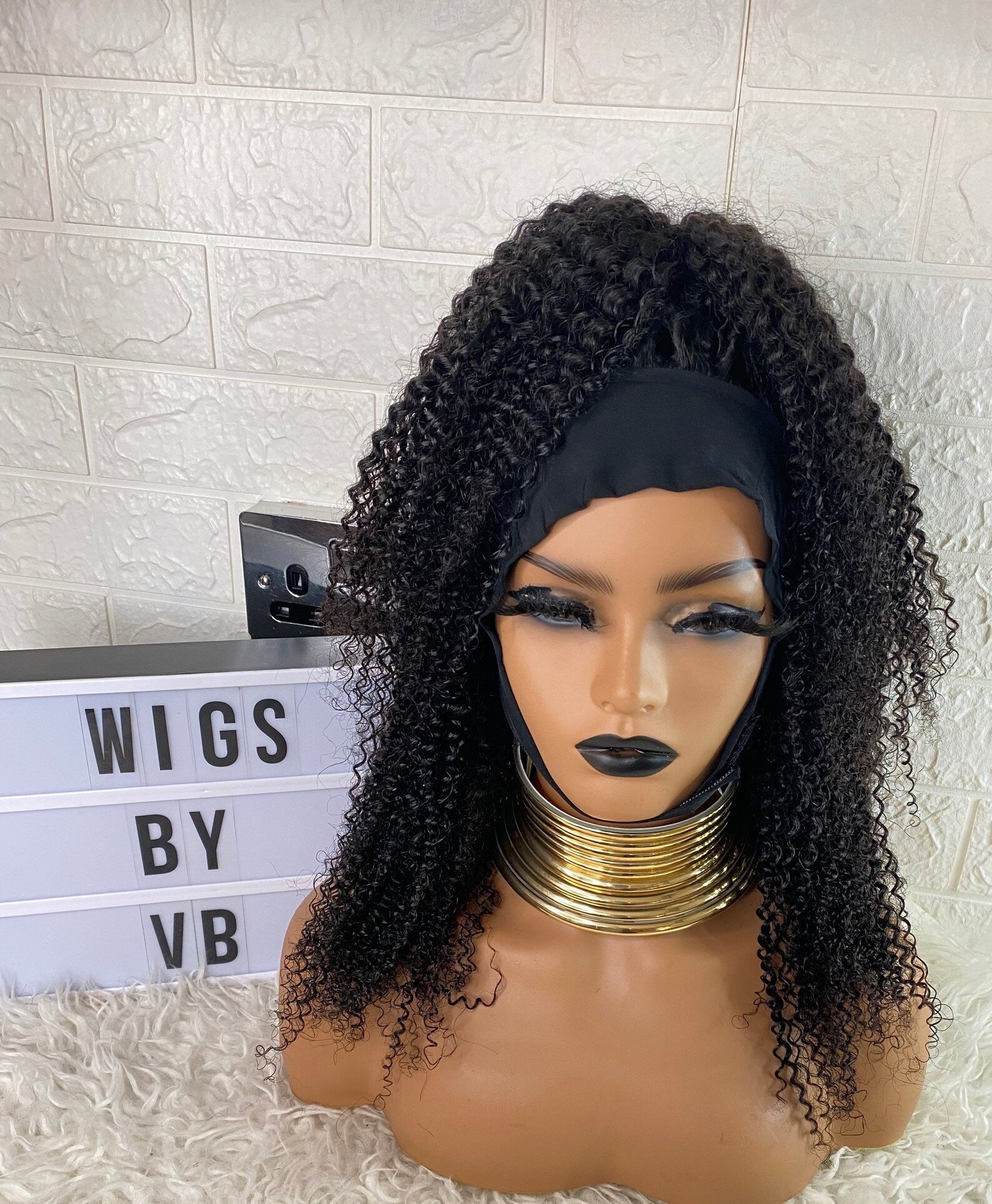 Afro Kinky Curly Headband Wig for Women 100 Virgin Human Etsy