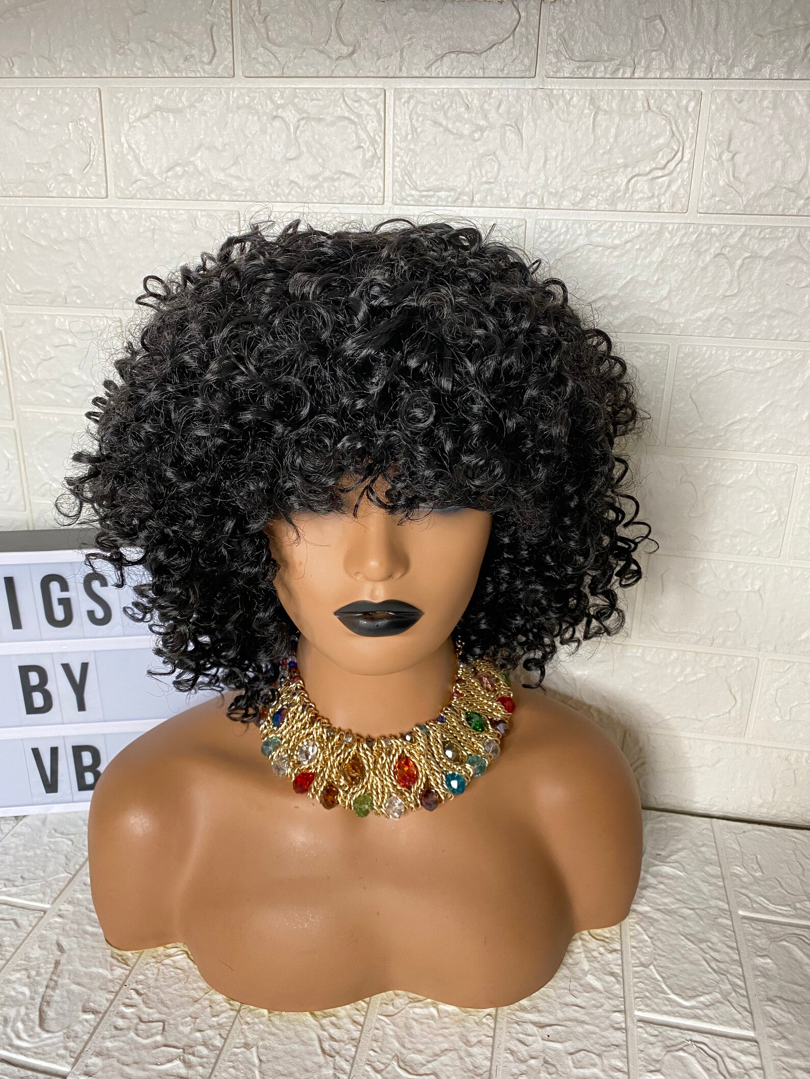 Kinky Curly Wig Jerry Curl Wig Afro Curly Wig Curly Hair Etsy