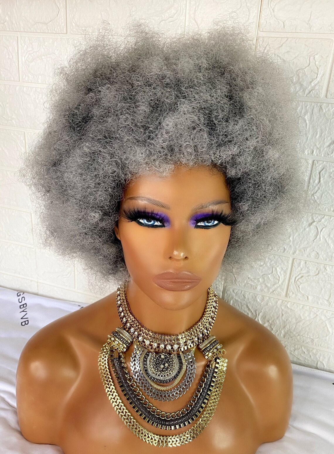 10 Grey Fluffy Afro Kinky Curly 4c Heat Resistant Hair wig Etsy