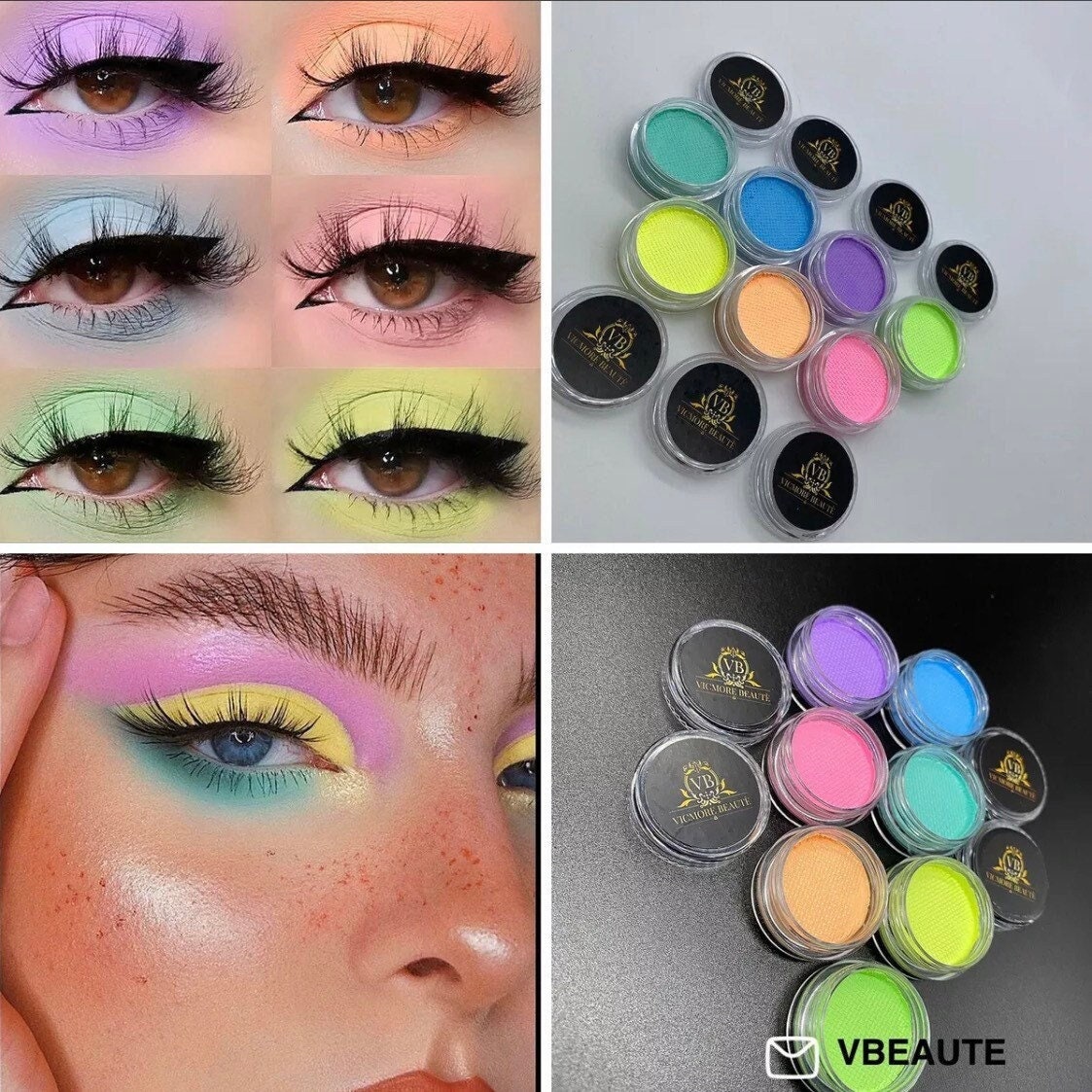 Water Activated UV Reactive Pastel Cake Eyeliner, Onmay 7 Color Aqua Eye Liner UV Glow Blacklight Body Face Paint Makeup-Pastel Bundle