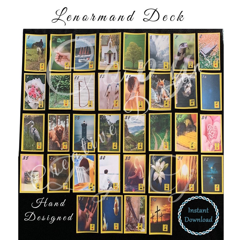 Printable Lenormand Oracle Fortune Telling Card Deck Instant Etsy