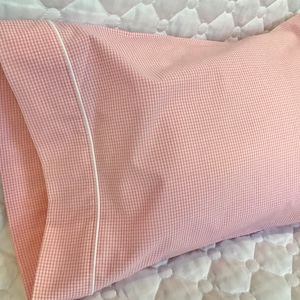 Pillowcase | Pink Gingham | Girl | Baby-Child-Travel Size | Fits 12x16 Pillow | Heirloom Cotton Fabric | Free Shipping | Ready to Ship