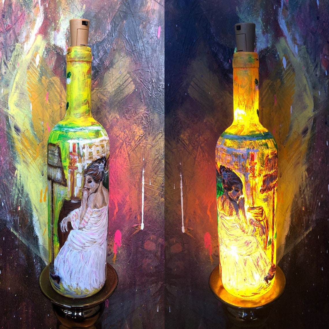 Handmade paintings on bottles which can be used as decorative Etsy